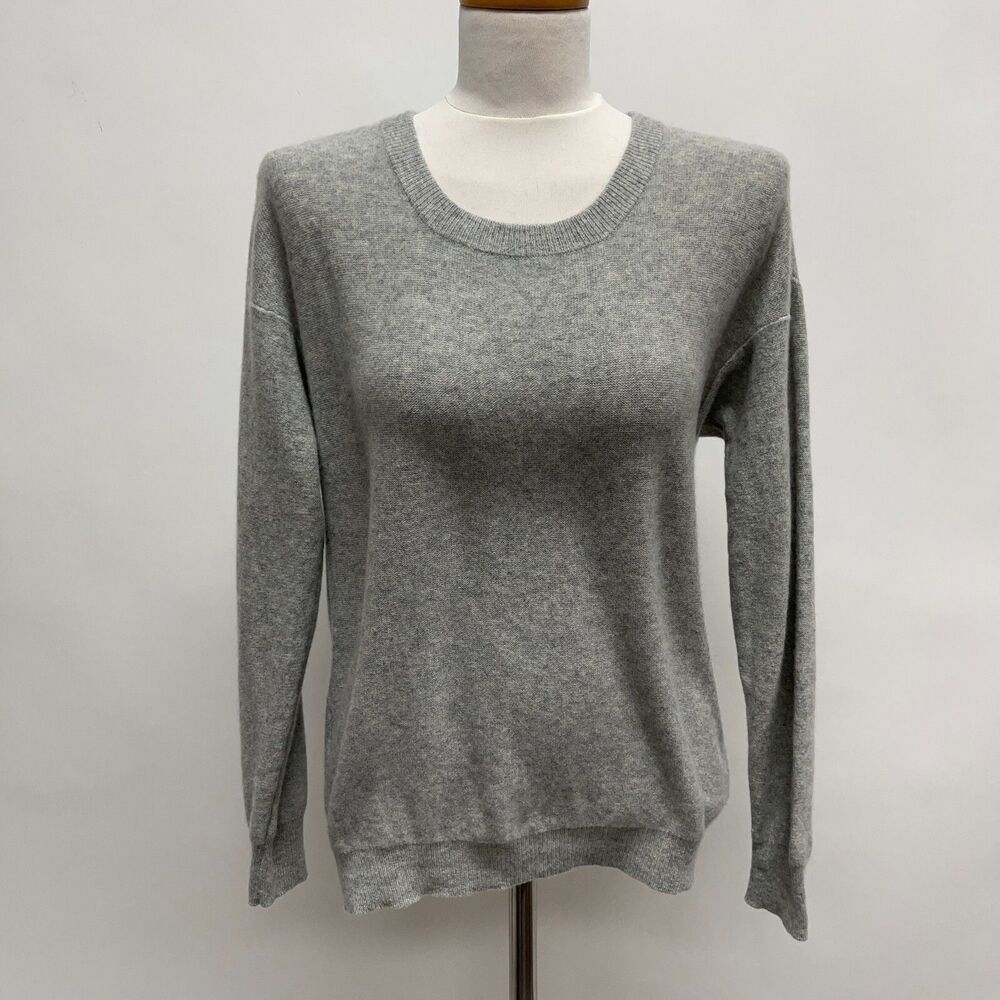 Kain‎ Label Sweater Petite Gray 100% Cashmere Crew Neck Drop Shoulder
